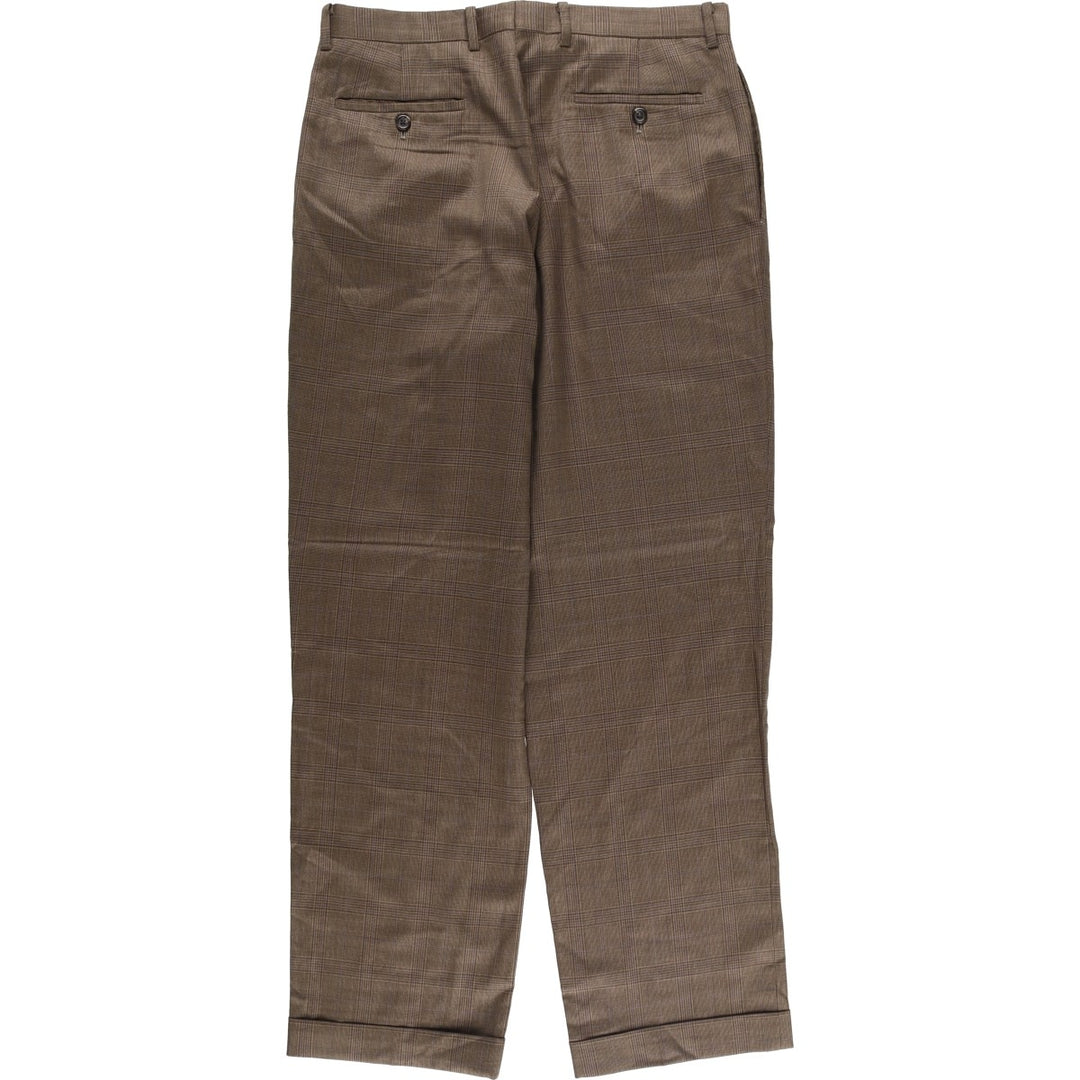Ralph Lauren POLO RALPH LAUREN Two-pleat Glen Check Wool Pants Slacks Men's Size W33 wool brown type Vintage Second Hand