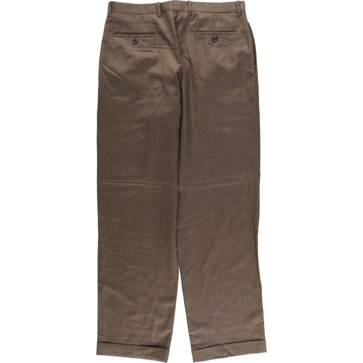 Ralph Lauren POLO RALPH LAUREN Two-pleat Glen Check Wool Pants Slacks Men's Size W33 wool brown type Vintage Second Hand