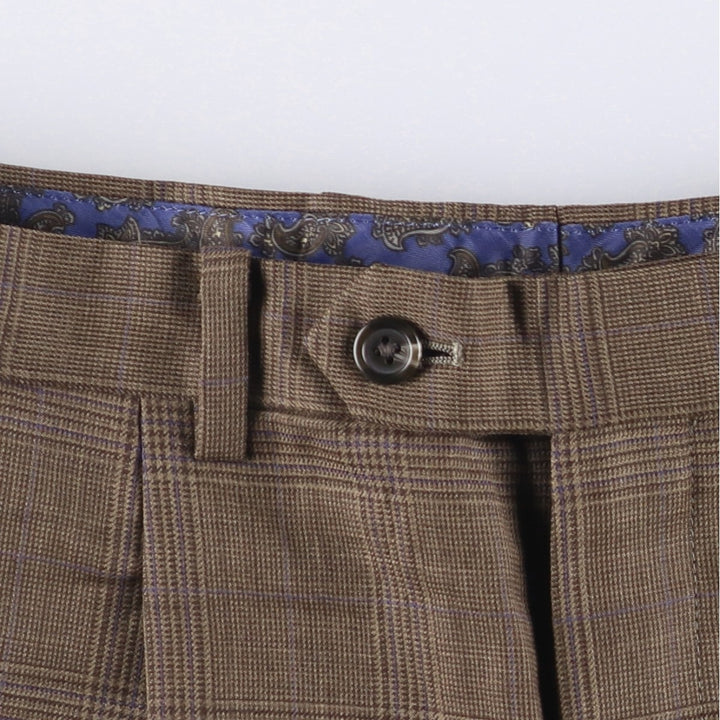 Ralph Lauren POLO RALPH LAUREN Two-pleat Glen Check Wool Pants Slacks Men's Size W33 wool brown type Vintage Second Hand
