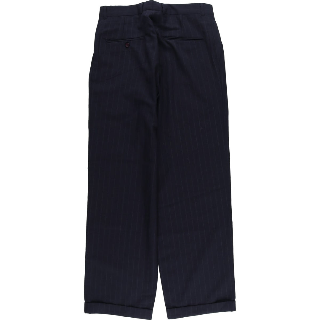 Stripe Pattern Two-pleat Slacks Pants Men's W32 Vintage unclear navy blue type Vintage Second Hand
