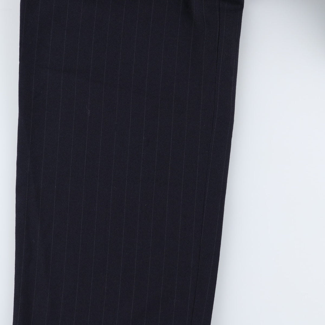 Stripe Pattern Two-pleat Slacks Pants Men's W32 Vintage unclear navy blue type Vintage Second Hand