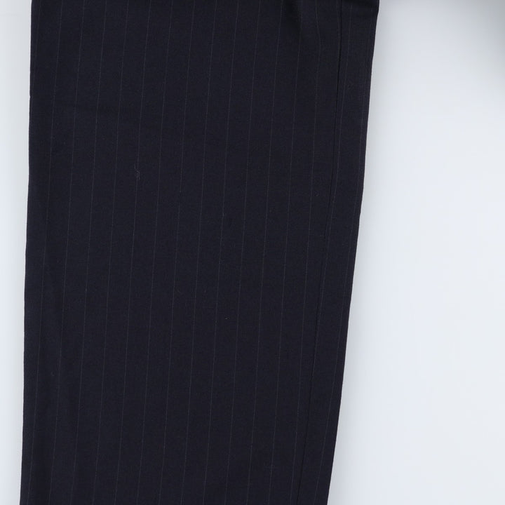 Stripe Pattern Two-pleat Slacks Pants Men's W32 Vintage unclear navy blue type Vintage Second Hand