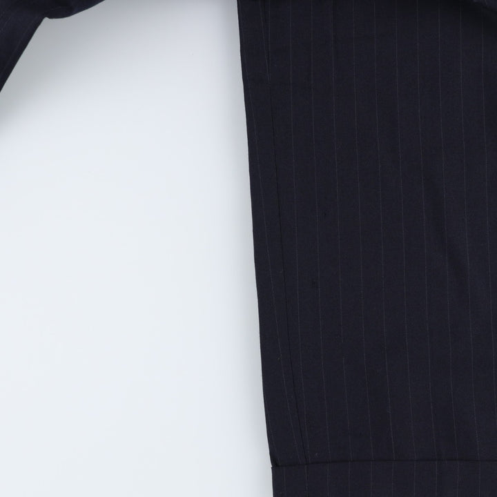 Stripe Pattern Two-pleat Slacks Pants Men's W32 Vintage unclear navy blue type Vintage Second Hand