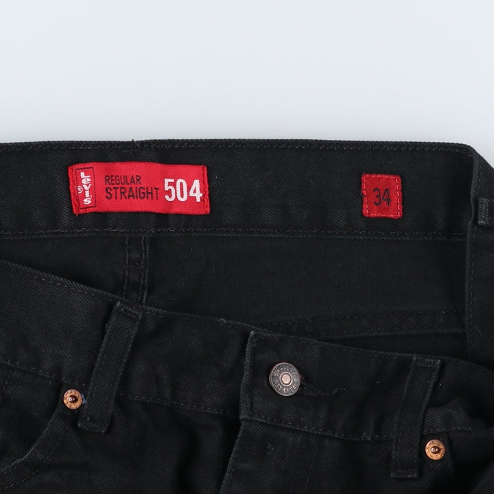 Levi's REGULAR STRAIGHT 504 Black Denim Tapered Jeans (Men's size W34 equivalent) unclear black type Vintage Second Hand