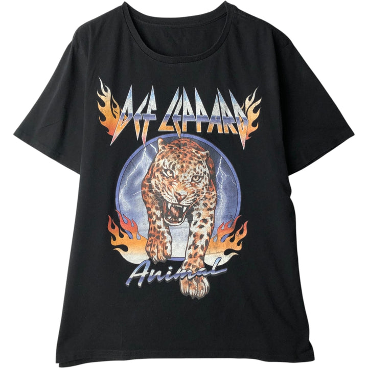 DEF LEPPARD Def Leppard Leopard Pattern Leopard Pattern Band T-shirt Band T Men's L size unclear black type Vintage Second Hand
