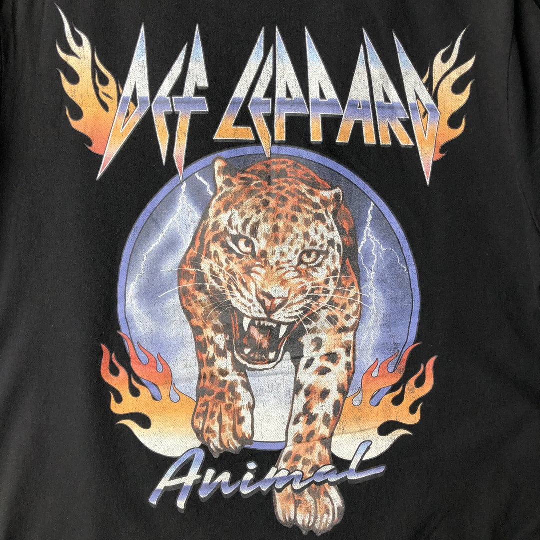 DEF LEPPARD Def Leppard Leopard Pattern Leopard Pattern Band T-shirt Band T Men's L size unclear black type Vintage Second Hand