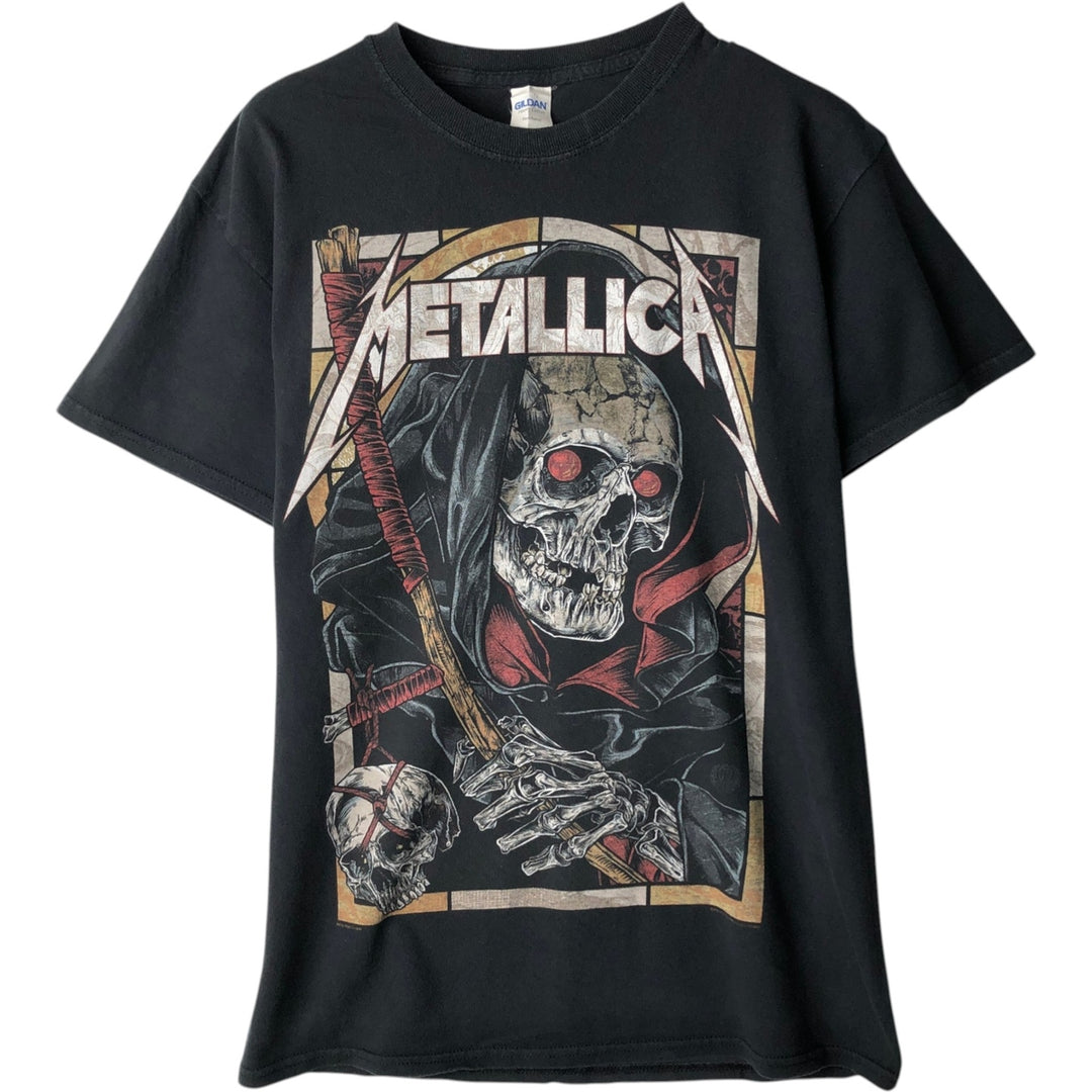 METALLICA Skull Pattern Band T-shirt Band Tee Men's M size cotton black type Vintage Second Hand