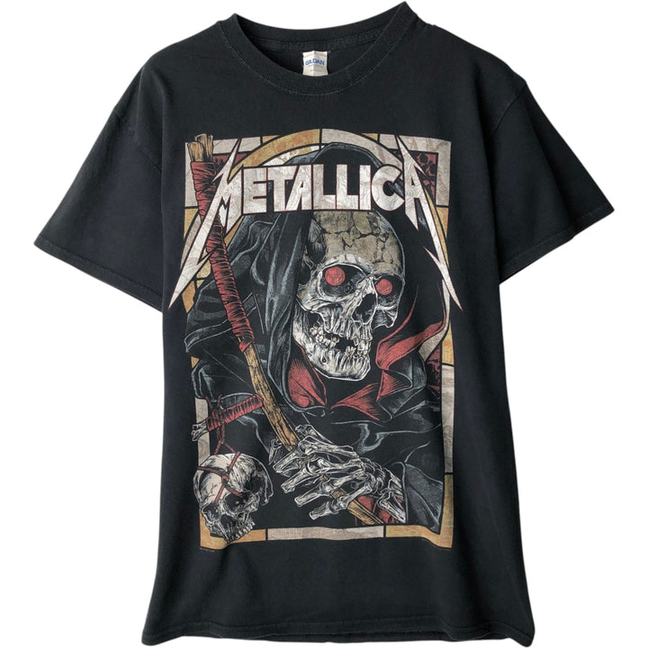 METALLICA Skull Pattern Band T-shirt Band Tee Men's M size cotton black type Vintage Second Hand