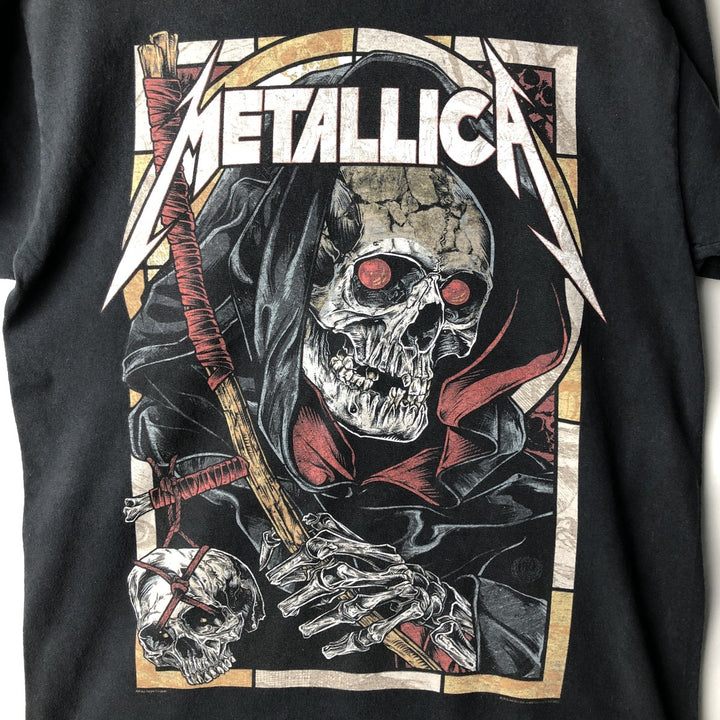 METALLICA Skull Pattern Band T-shirt Band Tee Men's M size cotton black type Vintage Second Hand