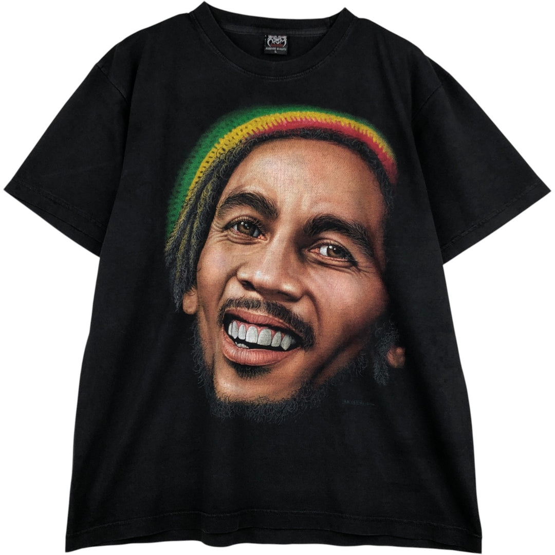 ROCKVOLUTION BOB MARLEY Band T-shirt (Men's size L) cotton black type Vintage Second Hand