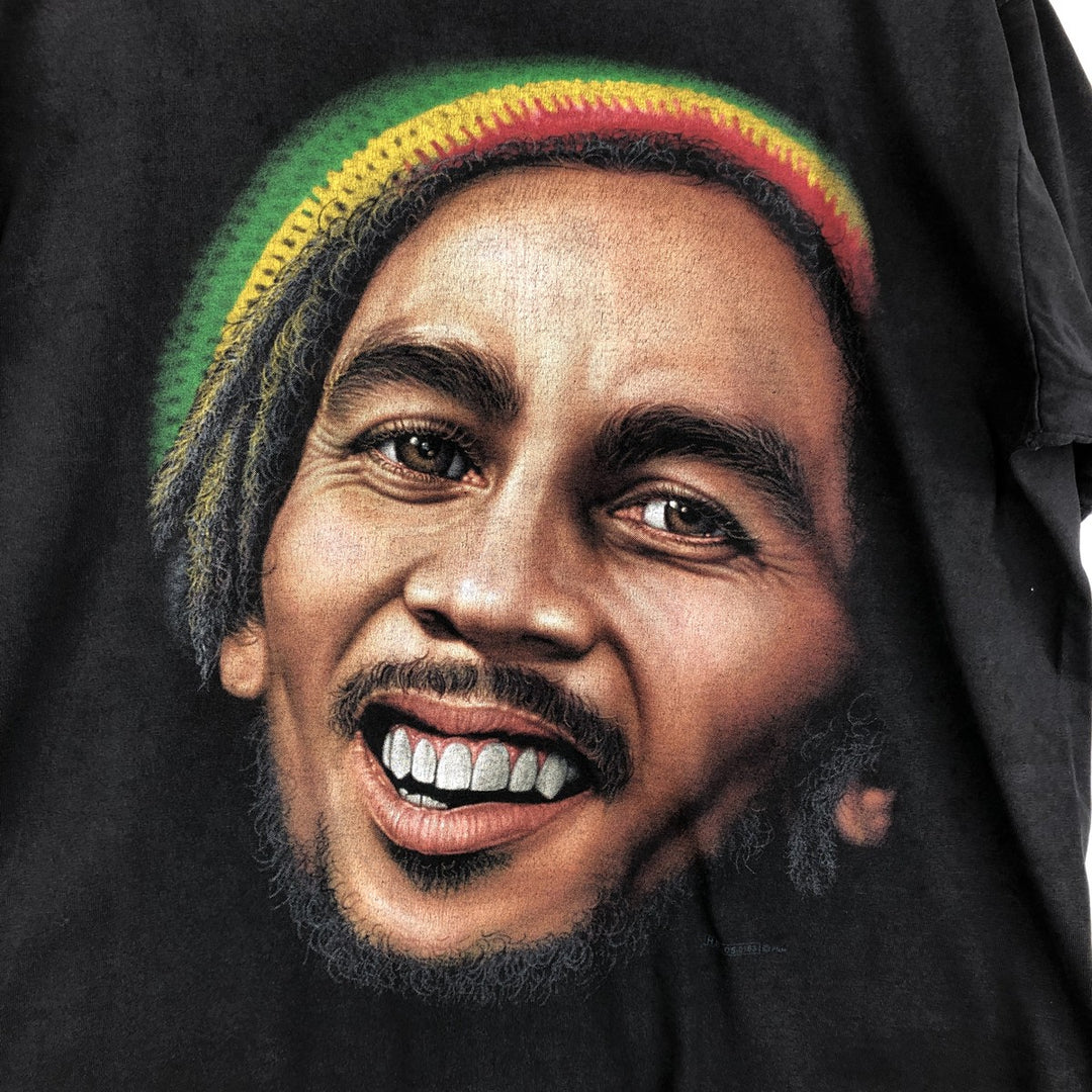 ROCKVOLUTION BOB MARLEY Band T-shirt (Men's size L) cotton black type Vintage Second Hand