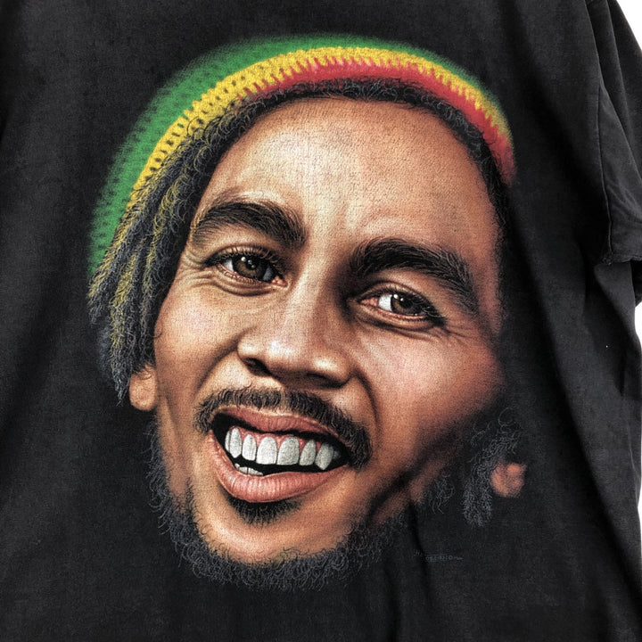 ROCKVOLUTION BOB MARLEY Band T-shirt (Men's size L) cotton black type Vintage Second Hand