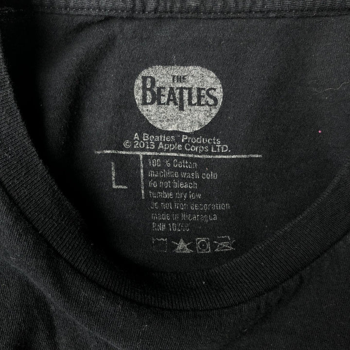 THE BEATLES Band T-shirt, Men's L size cotton black type Vintage Second Hand