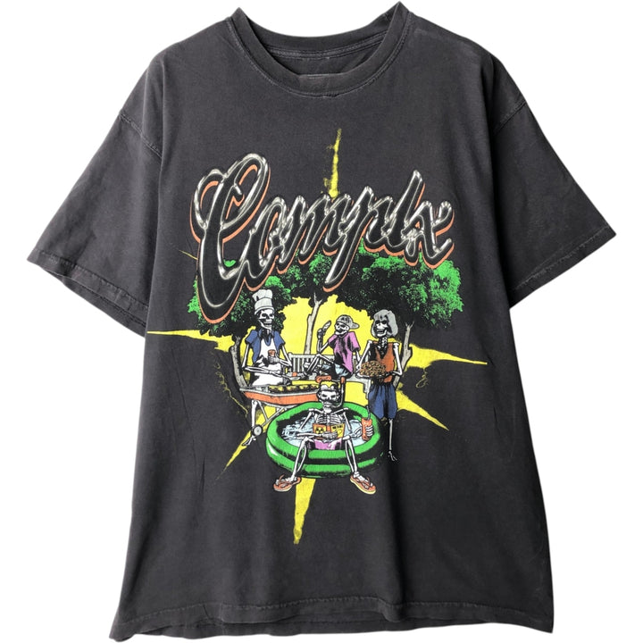 COMPLEX Skull Pattern Band T-Shirt (Men's XL equivalent) unclear black type Vintage Second Hand