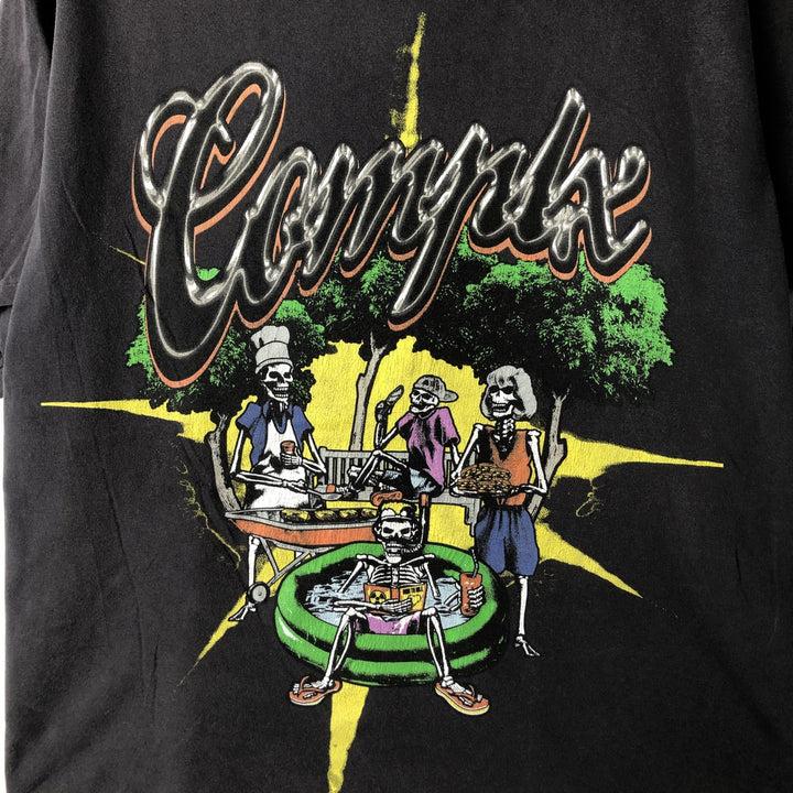 COMPLEX Skull Pattern Band T-Shirt (Men's XL equivalent) unclear black type Vintage Second Hand