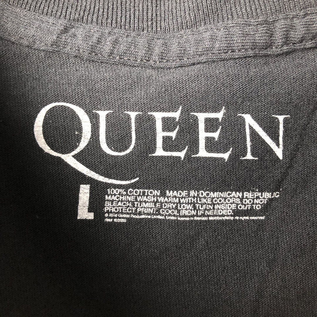 QUEEN Band T-shirt, Men's L size cotton black type Vintage Second Hand