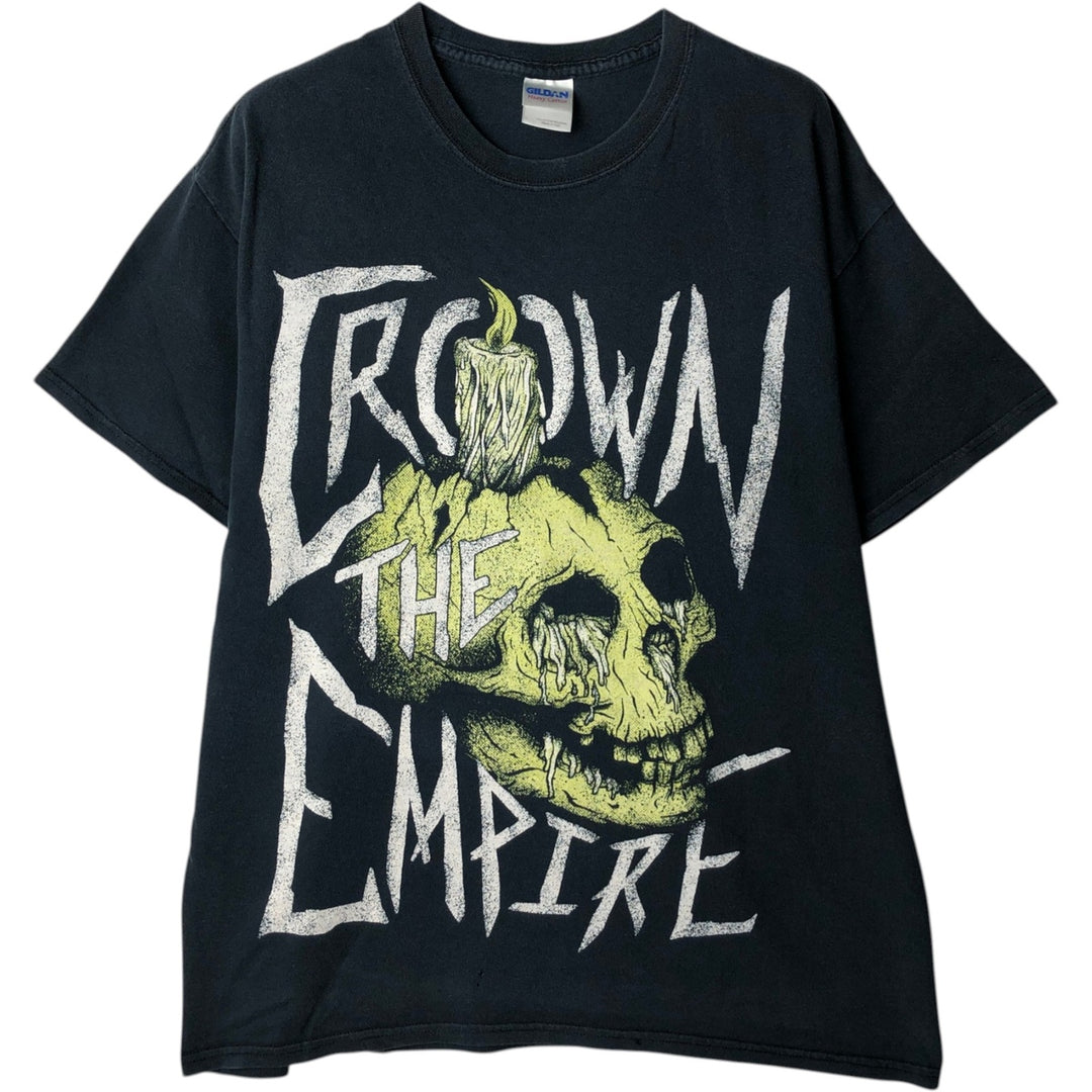 2000'S Gildan Crown The Empire Skull Pattern Band T-Shirt (Men's Size L) cotton black type Vintage Second Hand