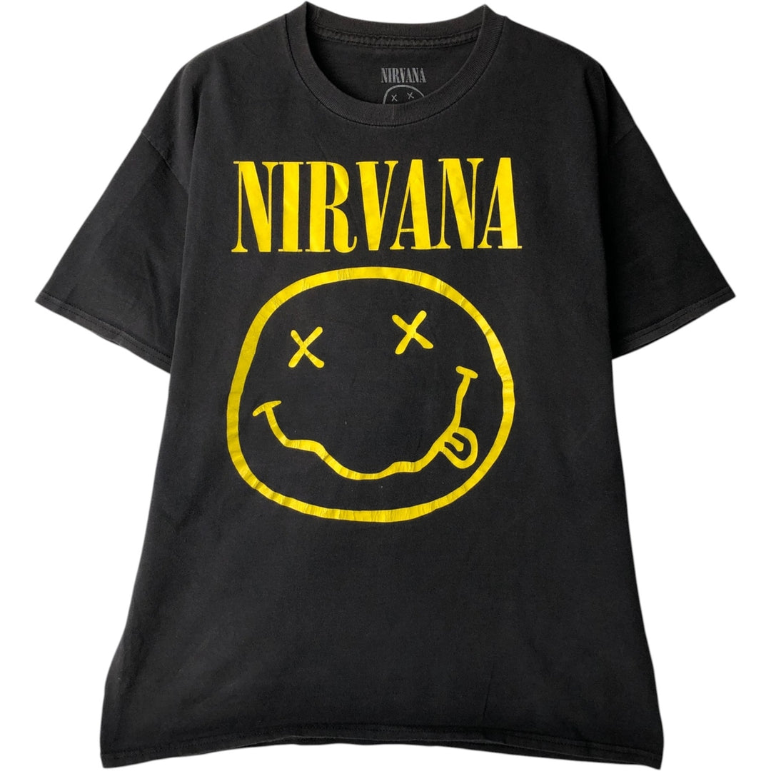 NIRVANA Nirvana Band T-shirt, Band T, Men's L size cotton black type Vintage Second Hand