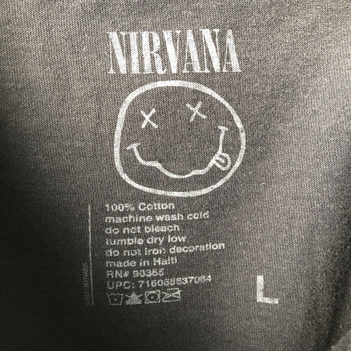 NIRVANA Nirvana Band T-shirt, Band T, Men's L size cotton black type Vintage Second Hand