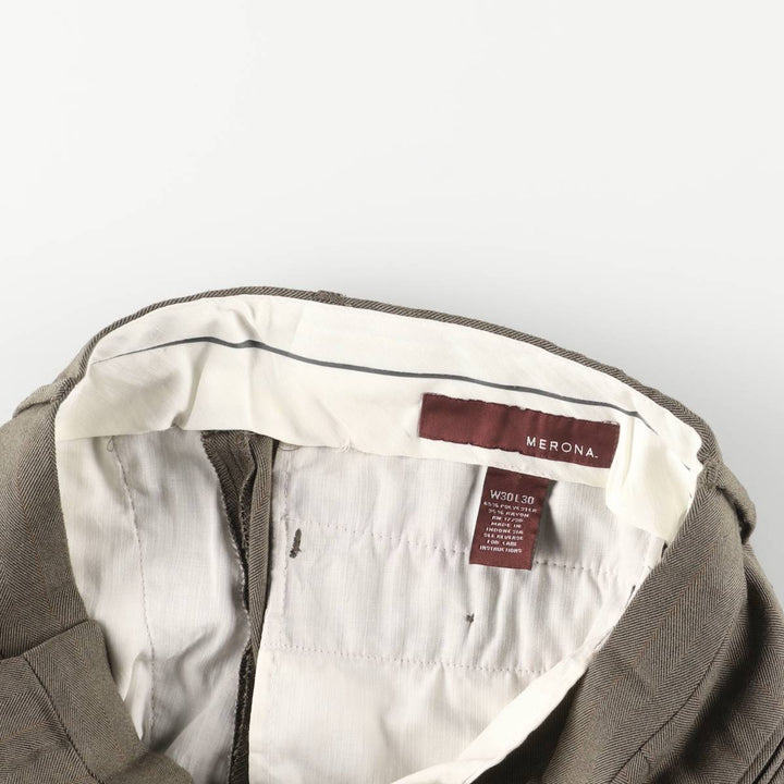 MERONA Two-pleat Slacks, Men's, Size W29 polyester brown type Vintage Second Hand
