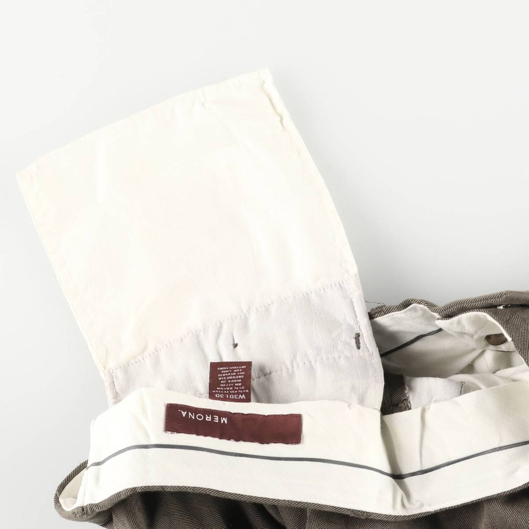 MERONA Two-pleat Slacks, Men's, Size W29 polyester brown type Vintage Second Hand