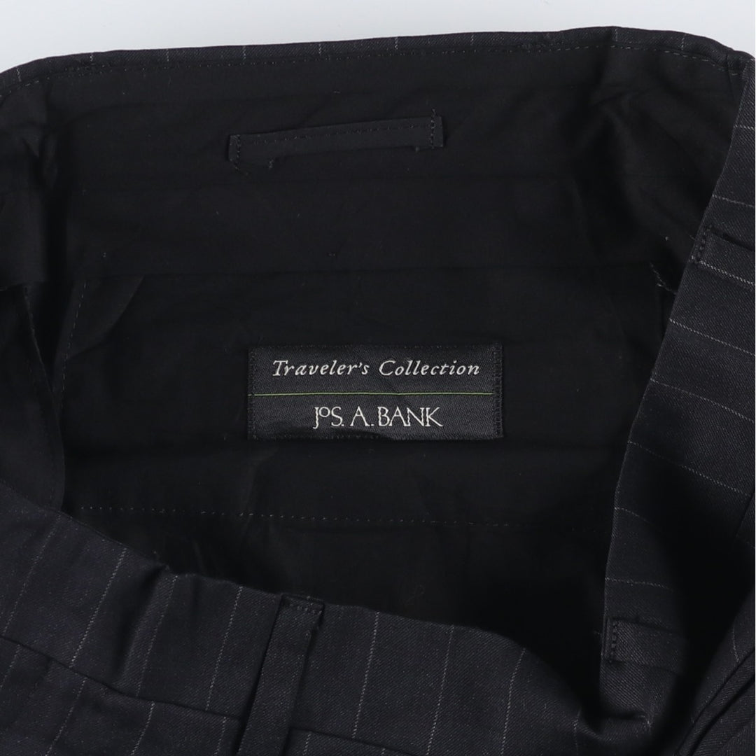 JOS.A.BANK TRAVELER'S COLLECTION Two-pleat Striped Wool Pants, Men's Size 32 unclear black type Vintage Second Hand