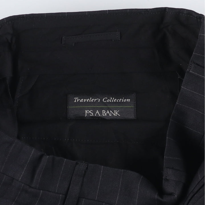 JOS.A.BANK TRAVELER'S COLLECTION Two-pleat Striped Wool Pants, Men's Size 32 unclear black type Vintage Second Hand