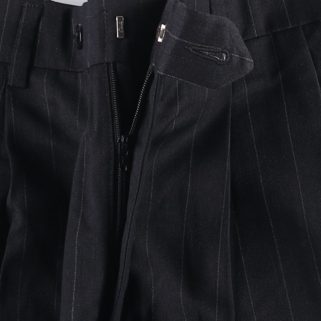 JOS.A.BANK TRAVELER'S COLLECTION Two-pleat Striped Wool Pants, Men's Size 32 unclear black type Vintage Second Hand