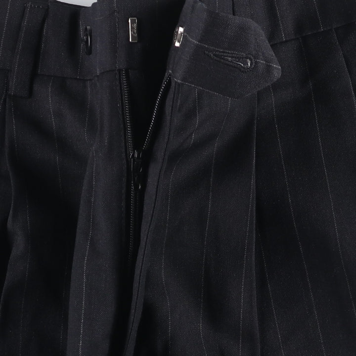 JOS.A.BANK TRAVELER'S COLLECTION Two-pleat Striped Wool Pants, Men's Size 32 unclear black type Vintage Second Hand