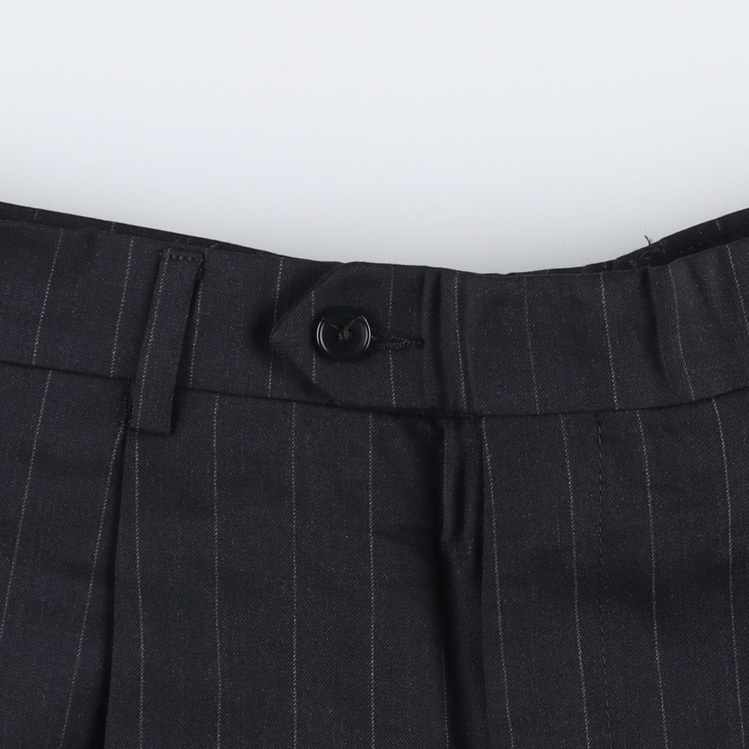 JOS.A.BANK TRAVELER'S COLLECTION Two-pleat Striped Wool Pants, Men's Size 32 unclear black type Vintage Second Hand