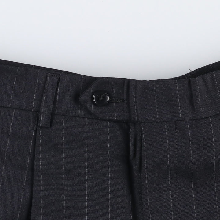 JOS.A.BANK TRAVELER'S COLLECTION Two-pleat Striped Wool Pants, Men's Size 32 unclear black type Vintage Second Hand