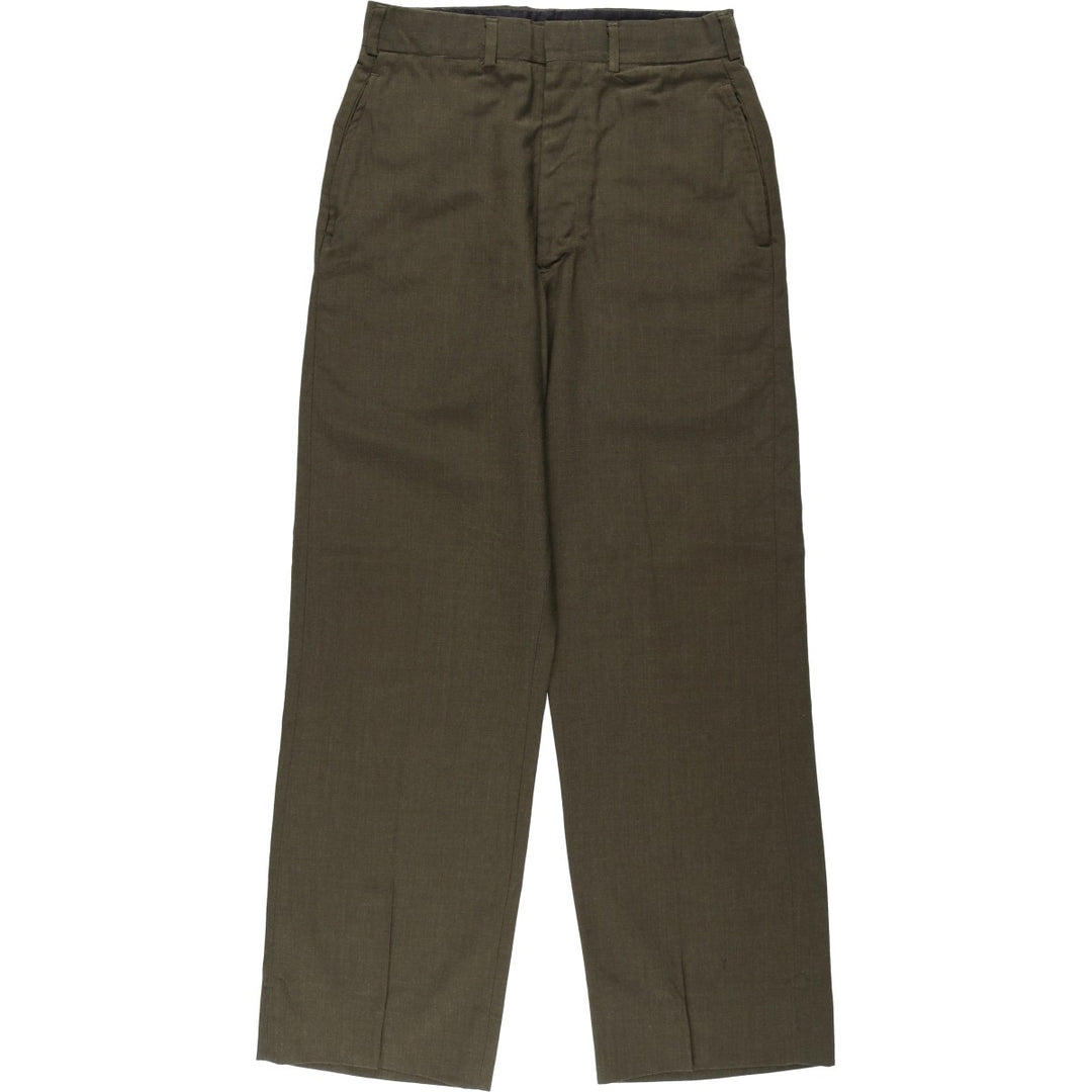 1970'S US Army slacks, made in USA, men's size W29 (approx.) polyester Khaki type sage green Vintage Second Hand
