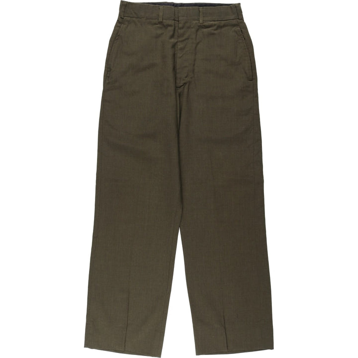 1970'S US Army slacks, made in USA, men's size W29 (approx.) polyester Khaki type sage green Vintage Second Hand