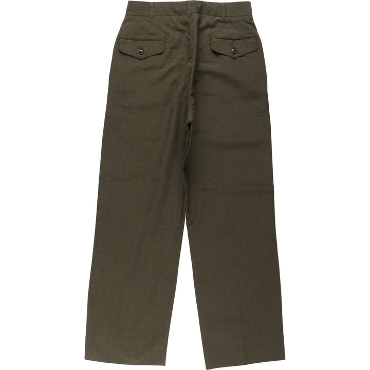 1970'S US Army slacks, made in USA, men's size W29 (approx.) polyester Khaki type sage green Vintage Second Hand