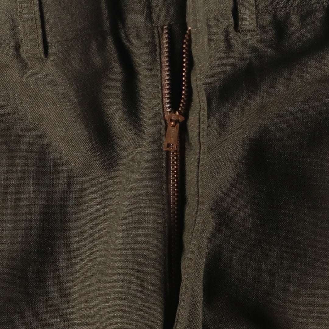 1970'S US Army slacks, made in USA, men's size W29 (approx.) polyester Khaki type sage green Vintage Second Hand
