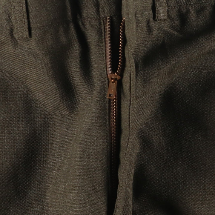 1970'S US Army slacks, made in USA, men's size W29 (approx.) polyester Khaki type sage green Vintage Second Hand