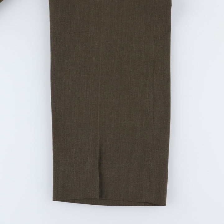 1970'S US Army slacks, made in USA, men's size W29 (approx.) polyester Khaki type sage green Vintage Second Hand