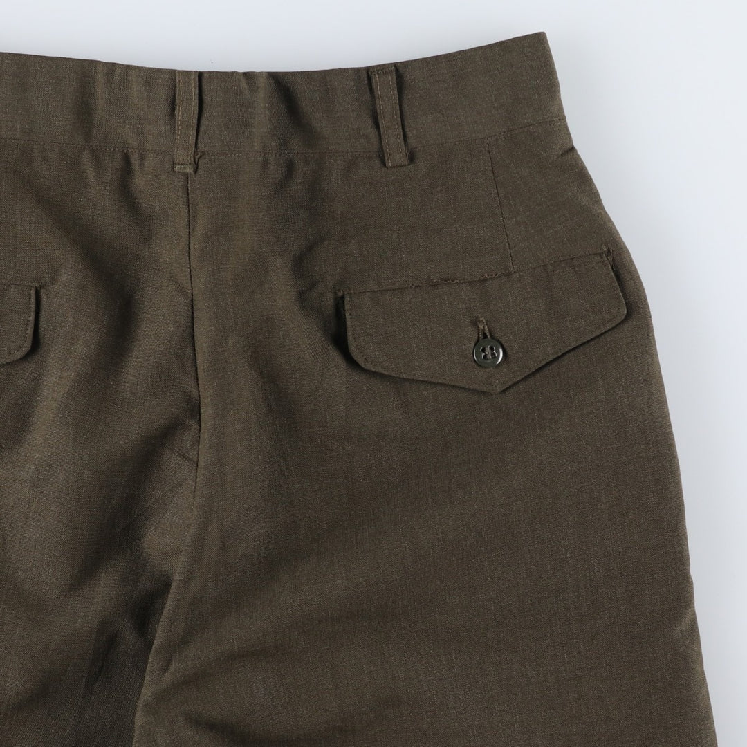 1970'S US Army slacks, made in USA, men's size W29 (approx.) polyester Khaki type sage green Vintage Second Hand