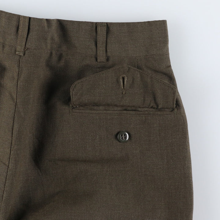 1970'S US Army slacks, made in USA, men's size W29 (approx.) polyester Khaki type sage green Vintage Second Hand