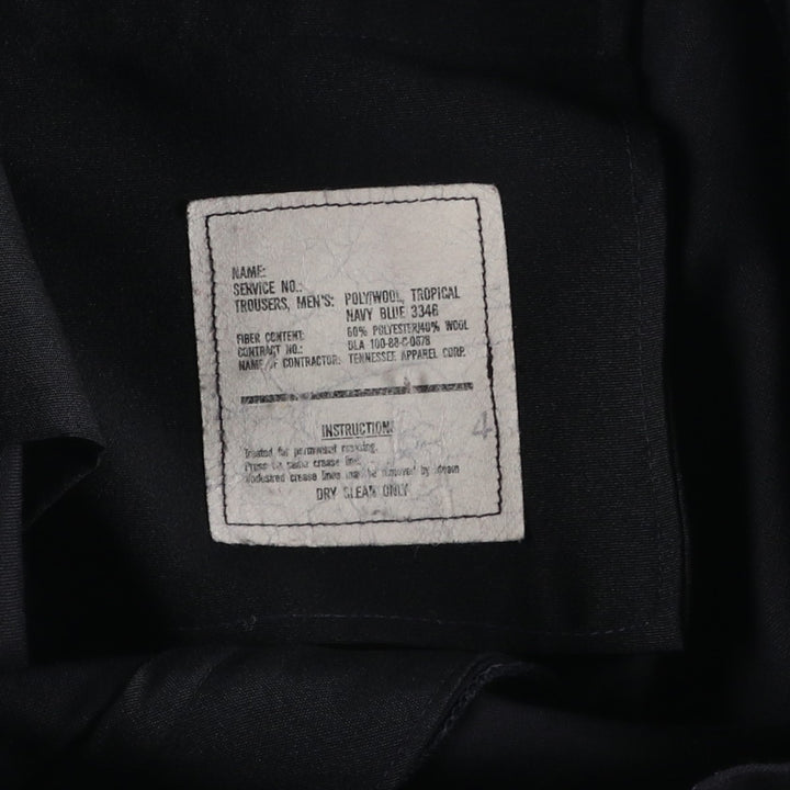 1980'S US Military Dress Pants/Slacks, Made in USA, Men's, Size W32, Vintage polyester navy blue type Vintage Second Hand