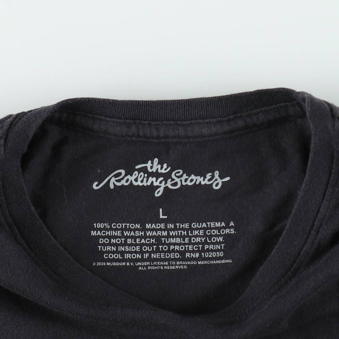 The Rolling Stones Band T-shirt, Band T, Men's L size cotton black type Vintage Second Hand