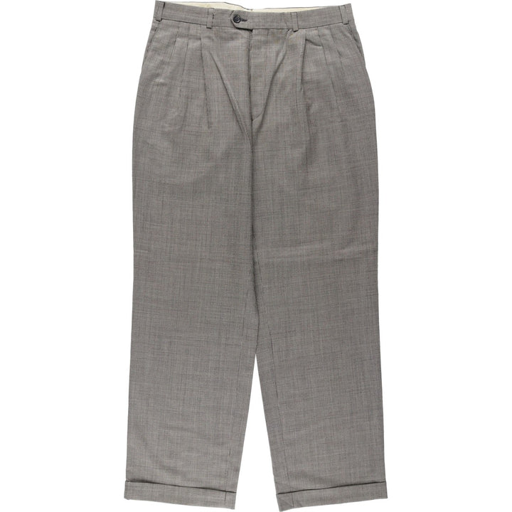 Check Pattern Houndstooth Pattern Three-Pleat Slacks Wide Pants Men's W34 (approx.) unclear gray type Vintage Second Hand
