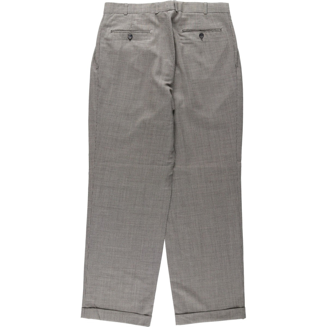 Check Pattern Houndstooth Pattern Three-Pleat Slacks Wide Pants Men's W34 (approx.) unclear gray type Vintage Second Hand