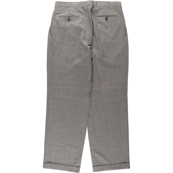Check Pattern Houndstooth Pattern Three-Pleat Slacks Wide Pants Men's W34 (approx.) unclear gray type Vintage Second Hand