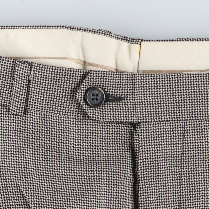Check Pattern Houndstooth Pattern Three-Pleat Slacks Wide Pants Men's W34 (approx.) unclear gray type Vintage Second Hand