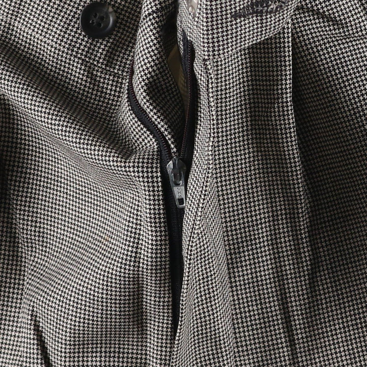 Check Pattern Houndstooth Pattern Three-Pleat Slacks Wide Pants Men's W34 (approx.) unclear gray type Vintage Second Hand