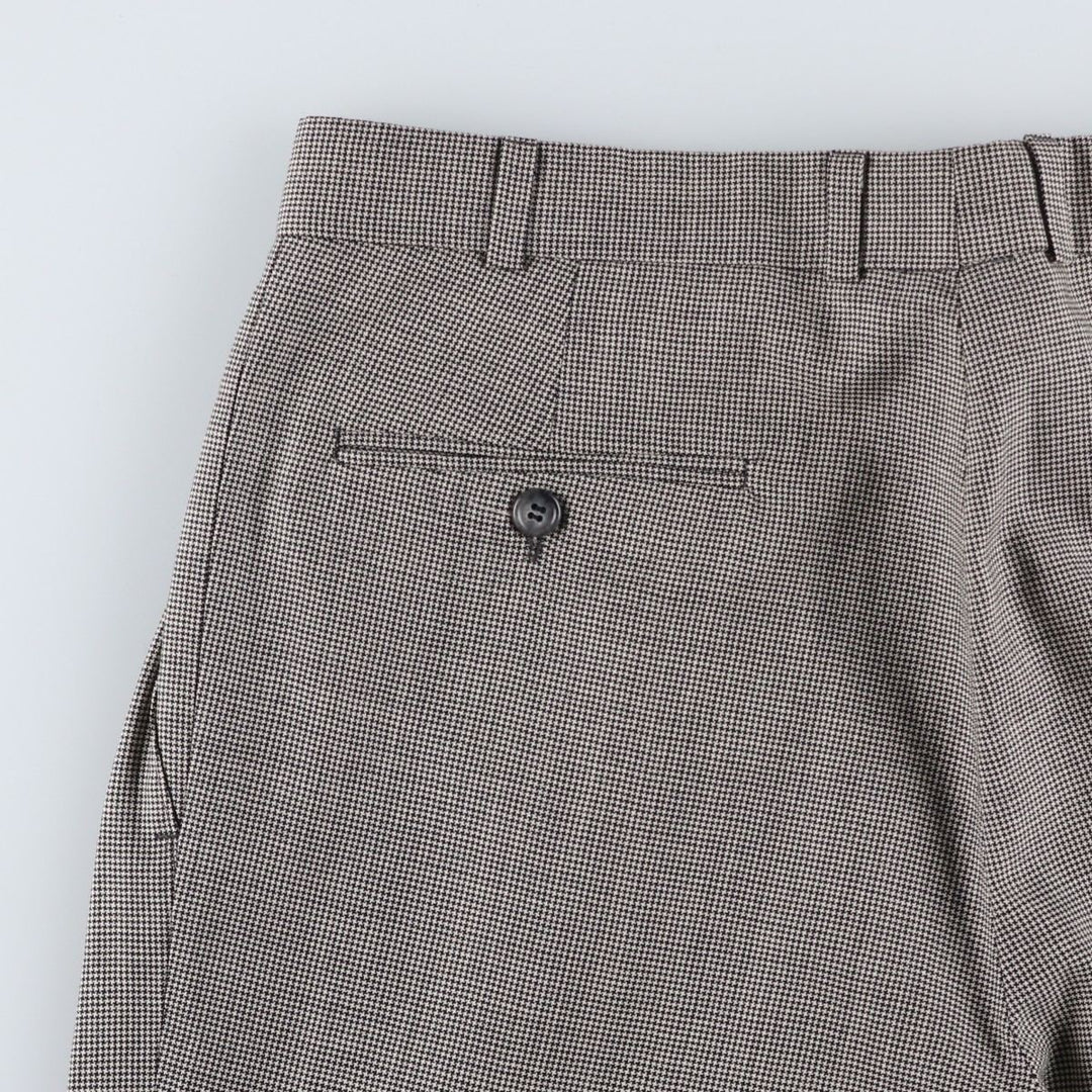 Check Pattern Houndstooth Pattern Three-Pleat Slacks Wide Pants Men's W34 (approx.) unclear gray type Vintage Second Hand