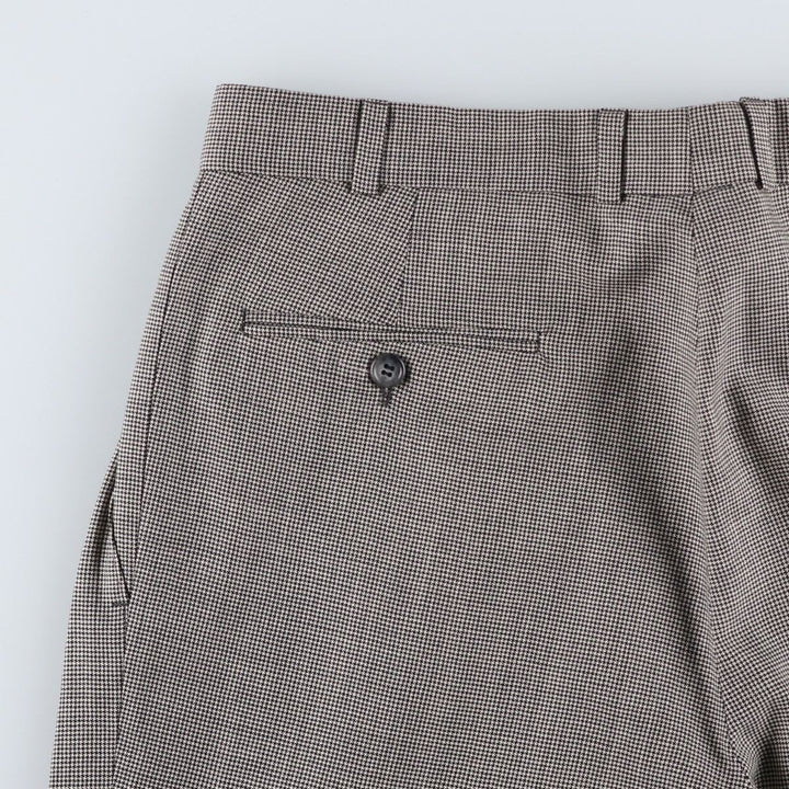 Check Pattern Houndstooth Pattern Three-Pleat Slacks Wide Pants Men's W34 (approx.) unclear gray type Vintage Second Hand