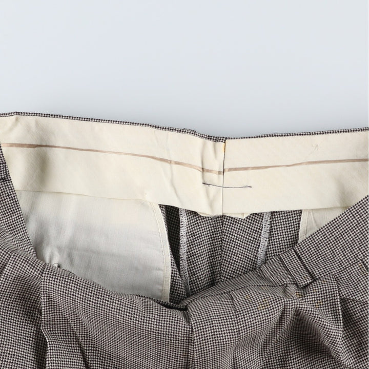 Check Pattern Houndstooth Pattern Three-Pleat Slacks Wide Pants Men's W34 (approx.) unclear gray type Vintage Second Hand