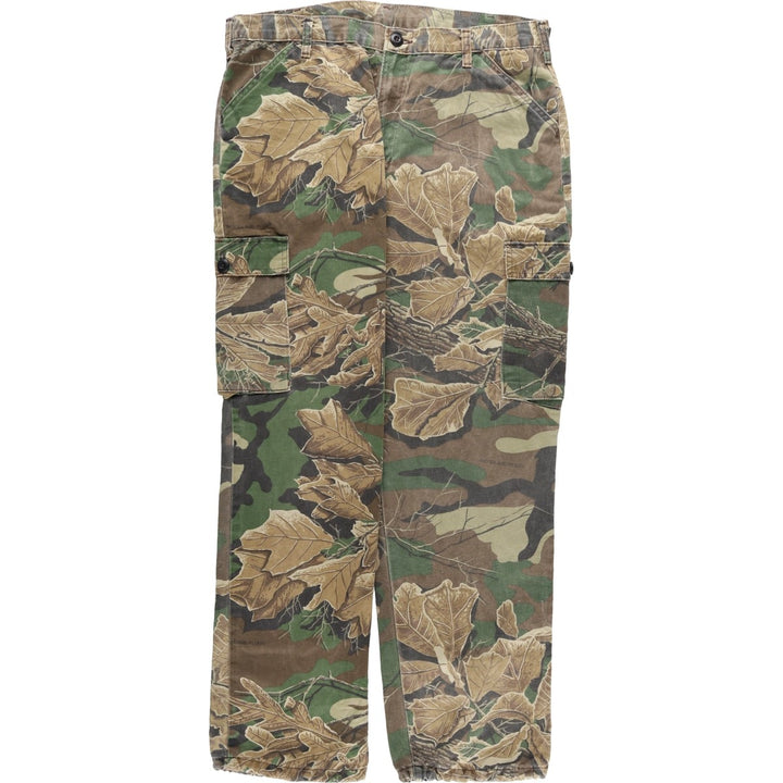 COMMANDER Camouflage Pattern Real Tree Camo Military Cargo Pants, Made in USA, Men's W38 (approx.), Civilian/Vintage. cotton Khaki type Vintage Second Hand